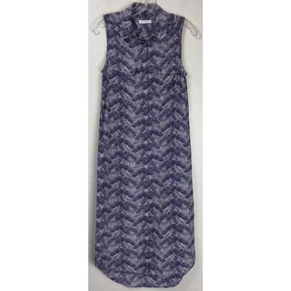 Equipment‎ Femme 100% Silk Maxi Shirt Dress S Blue White 1024